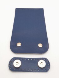 Angel Çanta Aksesuar 11x19 cm Gerçek Deri Çift Mıknatıslı Lacivert Renk Çanta Kapağı Light Gold Metalli - 3