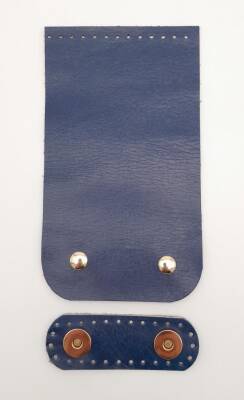 Angel Çanta Aksesuar 11x19 cm Gerçek Deri Çift Mıknatıslı Lacivert Renk Çanta Kapağı Light Gold Metalli - 2