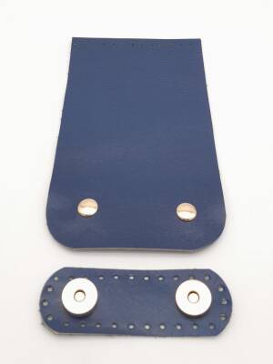 Angel Çanta Aksesuar 11x19 cm Gerçek Deri Çift Mıknatıslı Lacivert Renk Çanta Kapağı Light Gold Metalli - 3