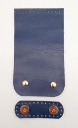 Angel Çanta Aksesuar 11x19 cm Gerçek Deri Çift Mıknatıslı Lacivert Renk Çanta Kapağı Light Gold Metalli - 2