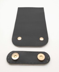 Angel Çanta Aksesuar 11x19 cm Gerçek Deri Çift Mıknatıslı Siyah Renk Çanta Kapağı Light Gold Metalli - 3