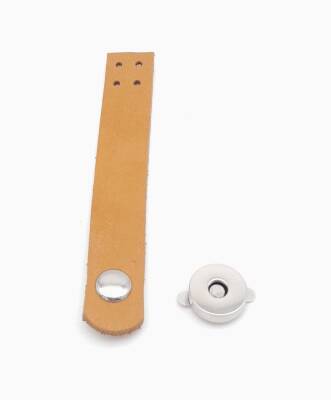 Angel Çanta Aksesuar 11x2 cm Açık Taba Gerçek Deri Düz Çanta Kapağı Gümüş Metalli - 2