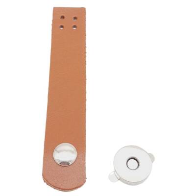 Angel Çanta Aksesuar 11x2 cm Gerçek Deri Taba Renk Çanta Kapağı Gümüş Metalli - 2