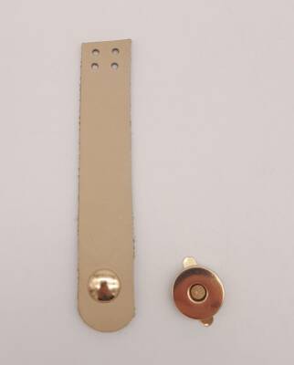 Angel Çanta Aksesuar 11x2 cm Ham Doğal Gerçek Deri Düz Çanta Kapağı Light Gold Metalli - 1