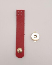 Angel Çanta Aksesuar 11x2 cm Kırmızı Gerçek Deri Düz Çanta Kapağı Light Gold Metalli - Angel Çanta Aksesuar