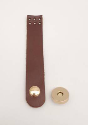 Angel Çanta Aksesuar 11x2 cm Kızıl Kahve Gerçek Deri Düz Çanta Kapağı Light Gold Metalli - 1