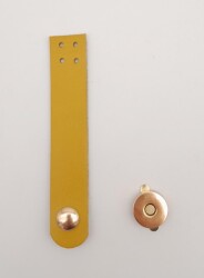 Angel Çanta Aksesuar 11x2 cm Limon Küfü Renk Gerçek Deri Düz Çanta Kapağı Light Gold Metalli - Angel Çanta Aksesuar