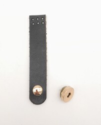 Angel Çanta Aksesuar 11x2 cm Siyah Gerçek Deri Düz Çanta Kapağı Light Gold Metalli - Angel Çanta Aksesuar