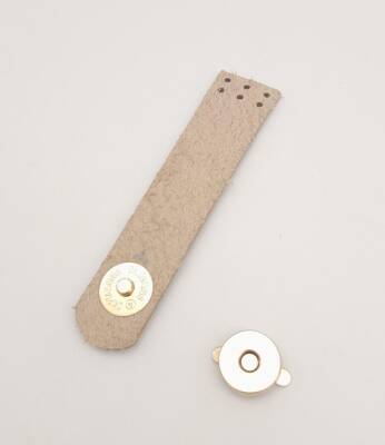 Angel Çanta Aksesuar 11x2.3 cm Bej Gerçek Deri Düz Çanta Kapağı Light Gold Metalli - 3