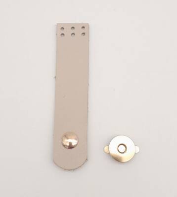 Angel Çanta Aksesuar 11x2.3 cm Bej Gerçek Deri Düz Çanta Kapağı Light Gold Metalli - 1