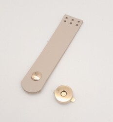 Angel Çanta Aksesuar 11x2.3 cm Bej Gerçek Deri Düz Çanta Kapağı Light Gold Metalli - 2