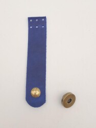 Angel Çanta Aksesuar 11x2.3 cm Crazy Oil Saks Mavi Gerçek Deri Düz Çanta Kapağı Antik Metalli - Angel Çanta Aksesuar