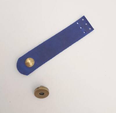 Angel Çanta Aksesuar 11x2.3 cm Crazy Oil Saks Mavi Gerçek Deri Düz Çanta Kapağı Antik Metalli - 3