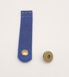 Angel Çanta Aksesuar 11x2.3 cm Crazy Oil Saks Mavi Gerçek Deri Düz Çanta Kapağı Antik Metalli - 2