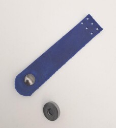 Angel Çanta Aksesuar 11x2.3 cm Crazy Oil Saks Mavi Gerçek Deri Düz Çanta Kapağı Füme Metalli - 3