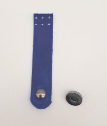 Angel Çanta Aksesuar 11x2.3 cm Crazy Oil Saks Mavi Gerçek Deri Düz Çanta Kapağı Füme Metalli - Angel Çanta Aksesuar