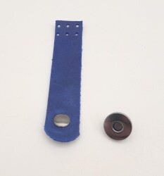 Angel Çanta Aksesuar 11x2.3 cm Crazy Oil Saks Mavi Gerçek Deri Düz Çanta Kapağı Füme Metalli - 2