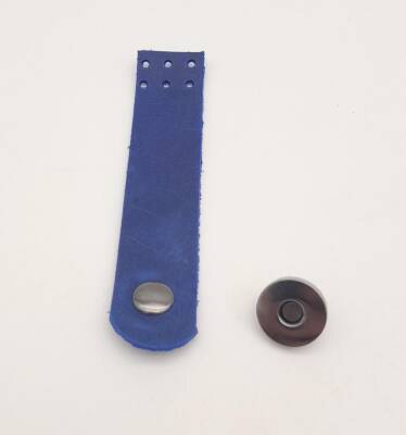 Angel Çanta Aksesuar 11x2.3 cm Crazy Oil Saks Mavi Gerçek Deri Düz Çanta Kapağı Füme Metalli - 2