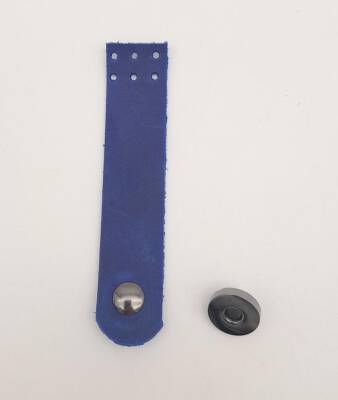 Angel Çanta Aksesuar 11x2.3 cm Crazy Oil Saks Mavi Gerçek Deri Düz Çanta Kapağı Füme Metalli - 1