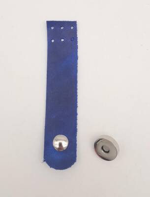 Angel Çanta Aksesuar 11x2.3 cm Crazy Oil Saks Mavi Gerçek Deri Düz Çanta Kapağı Gümüş Metalli - 1