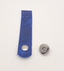 Angel Çanta Aksesuar 11x2.3 cm Crazy Oil Saks Mavi Gerçek Deri Düz Çanta Kapağı Gümüş Metalli - 2