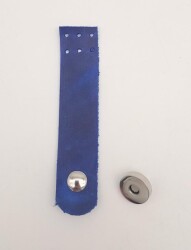 Angel Çanta Aksesuar 11x2.3 cm Crazy Oil Saks Mavi Gerçek Deri Düz Çanta Kapağı Gümüş Metalli - Angel Çanta Aksesuar