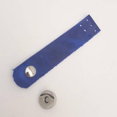 Angel Çanta Aksesuar 11x2.3 cm Crazy Oil Saks Mavi Gerçek Deri Düz Çanta Kapağı Gümüş Metalli - 3