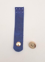 Angel Çanta Aksesuar 11x2.3 cm Crazy Oil Saks Mavi Gerçek Deri Düz Çanta Kapağı Light Gold Metalli - Angel Çanta Aksesuar