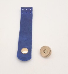 Angel Çanta Aksesuar 11x2.3 cm Crazy Oil Saks Mavi Gerçek Deri Düz Çanta Kapağı Light Gold Metalli - 2