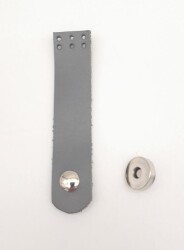 Angel Çanta Aksesuar 11x2.3 cm Gri Gerçek Deri Düz Çanta Kapağı Gümüş Metalli - Angel Çanta Aksesuar