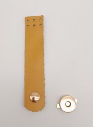 Angel Çanta Aksesuar 11x2.3 cm Hardal Gerçek Deri Düz Çanta Kapağı Light Gold Metalli - Angel Çanta Aksesuar