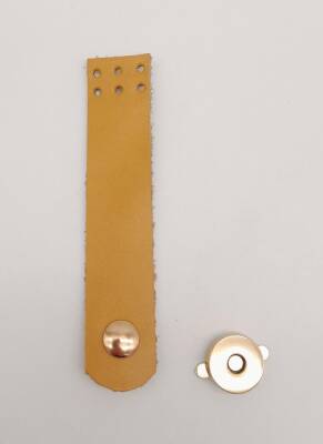 Angel Çanta Aksesuar 11x2.3 cm Hardal Gerçek Deri Düz Çanta Kapağı Light Gold Metalli - 1