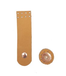 Angel Çanta Aksesuar 11x3 cm Açık Taba Gerçek Deri Düz Çanta Kapağı Light Gold Metalli - Angel Çanta Aksesuar