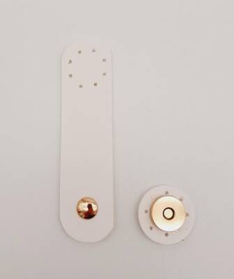 Angel Çanta Aksesuar 11x3 cm Beyaz Suni Deri Yuva Model Çanta Kapağı Light Gold Metalli - 1