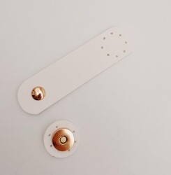 Angel Çanta Aksesuar 11x3 cm Beyaz Suni Deri Yuva Model Çanta Kapağı Light Gold Metalli - 2