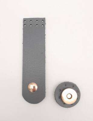 Angel Çanta Aksesuar 11x3 cm Gri Gerçek Deri Düz Çanta Kapağı Light Gold Metalli - 1