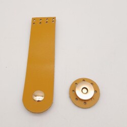 Angel Çanta Aksesuar 11x3 cm Hardal Gerçek Deri Düz Çanta Kapağı Light Gold Metalli - 2