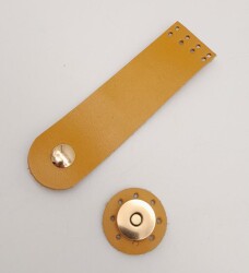 Angel Çanta Aksesuar 11x3 cm Hardal Gerçek Deri Düz Çanta Kapağı Light Gold Metalli - 3