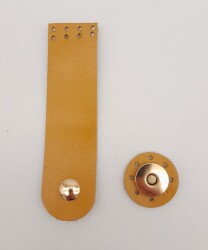 Angel Çanta Aksesuar 11x3 cm Hardal Gerçek Deri Düz Çanta Kapağı Light Gold Metalli - Angel Çanta Aksesuar