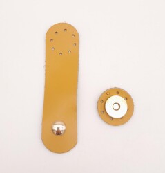 Angel Çanta Aksesuar 11x3 cm Hardal Gerçek Deri Yuva Model Çanta Kapağı Light Gold Metalli - Angel Çanta Aksesuar
