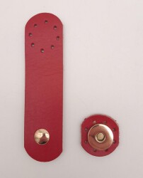 Angel Çanta Aksesuar 11x3 cm Kırmızı Gerçek Deri Yuva Model Çanta Kapağı Light Gold Metalli - Angel Çanta Aksesuar