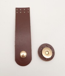 Angel Çanta Aksesuar 11x3 cm Kızıl Kahve Gerçek Deri Düz Çanta Kapağı Light Gold Metalli - Angel Çanta Aksesuar