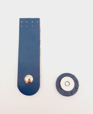 Angel Çanta Aksesuar 11x3 cm Lacivert Gerçek Deri Düz Çanta Kapağı Light Gold Metalli - 1