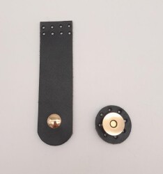 Angel Çanta Aksesuar 11x3 cm Siyah Gerçek Deri Düz Çanta Kapağı Light Gold Metalli - Angel Çanta Aksesuar