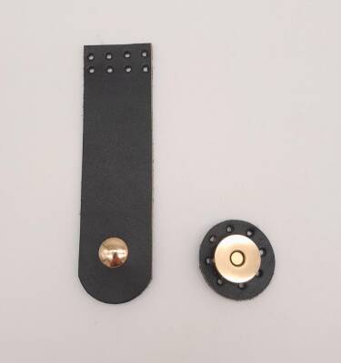 Angel Çanta Aksesuar 11x3 cm Siyah Gerçek Deri Düz Çanta Kapağı Light Gold Metalli - 1