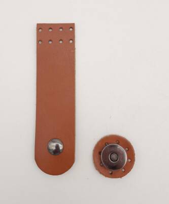 Angel Çanta Aksesuar 11x3 cm Taba Gerçek Deri Düz Çanta Kapağı Füme Metalli - 1