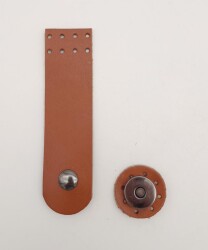 Angel Çanta Aksesuar 11x3 cm Taba Gerçek Deri Düz Çanta Kapağı Füme Metalli - 1