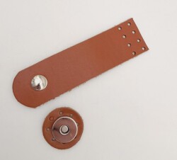 Angel Çanta Aksesuar 11x3 cm Taba Gerçek Deri Düz Çanta Kapağı Gümüş Metalli - 3