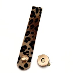 Angel Çanta Aksesuar 12x2 cm Suni Deri Kapak Leopar Renk Light Gold Metalli - Angel Çanta Aksesuar