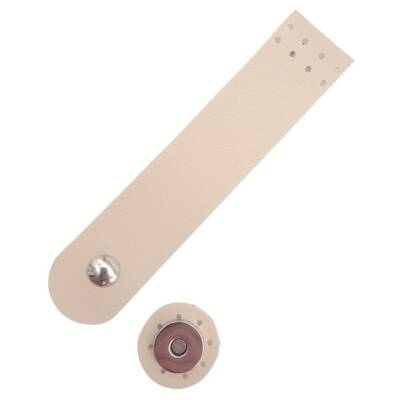 Angel Çanta Aksesuar 14x3 cm Suni Deri Kapak Krem Renk Gümüş Metalli - 3